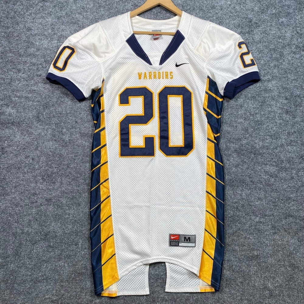 Nike Team Warriors Football Jersey White Navy Yellow #20 Mens Medium 226943